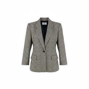 Vintage 1980s Kasper Houndstooth Blazer Oversized Retro Plus Size 14 Brown Black